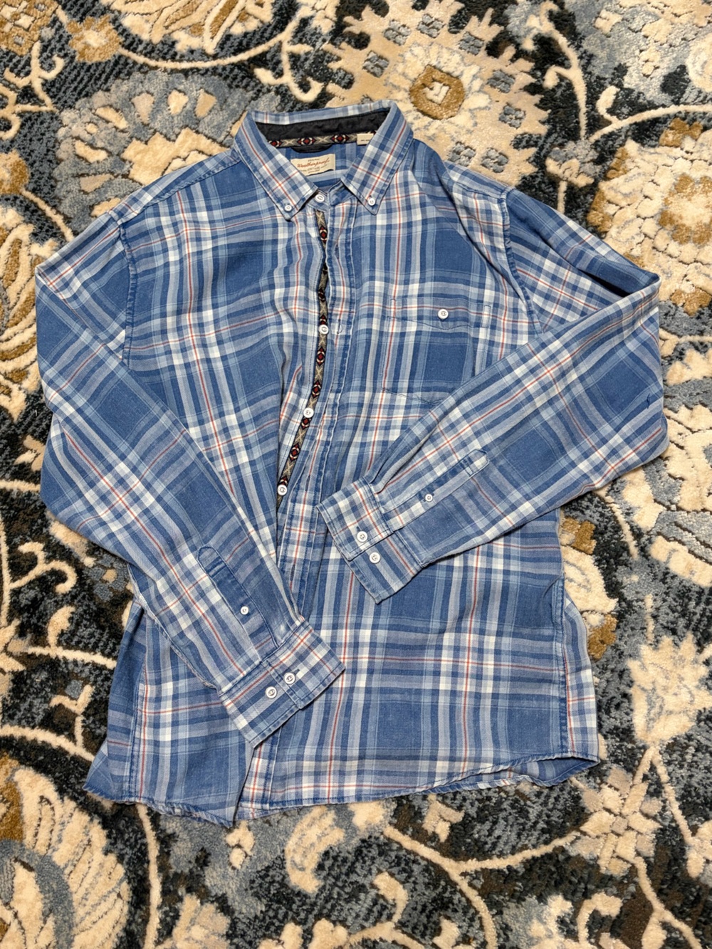 weatherproof Men's Blue Plaid Button-Down Shirt - Casual Flannel